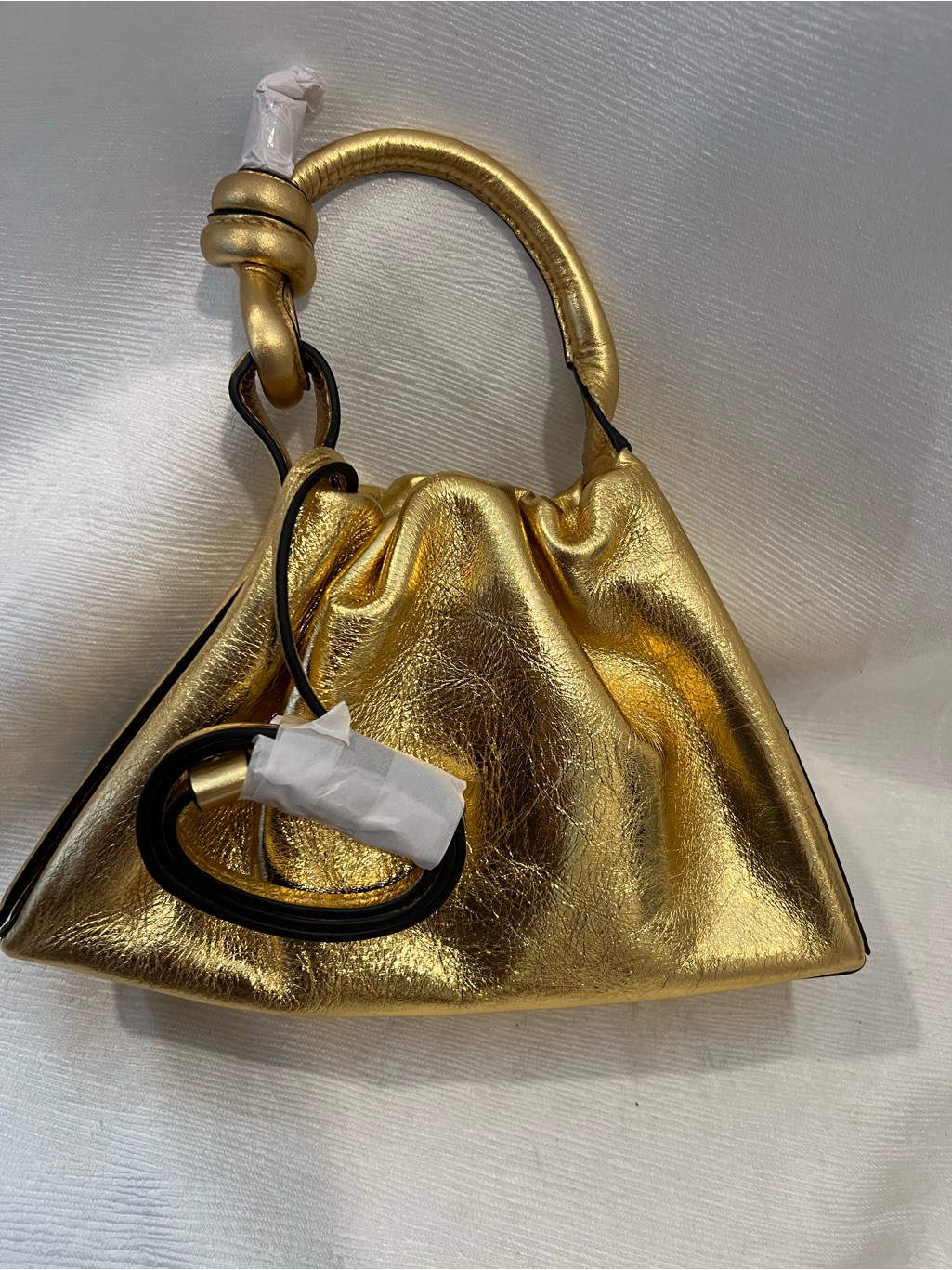 Behno New York Tina Baguette Mini Crinkle Ruched Bag Gold — image 7 of 8
